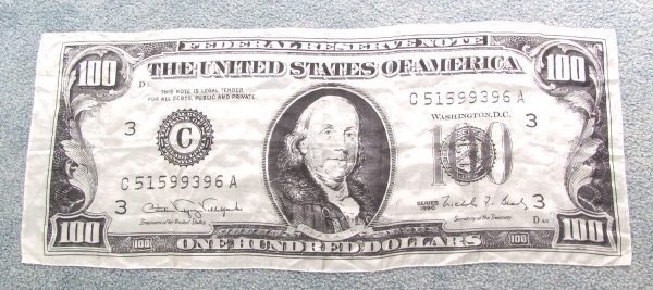 100 Dollar Bill Silk (36 Inch) Light Colored