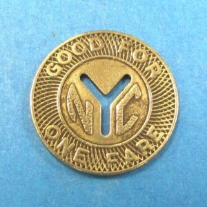 vintage new york city transit authority token good for one fare