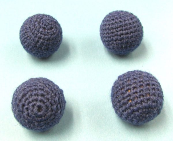 Set of 4 Blue Handknit Balls 1 Inch (Canada)