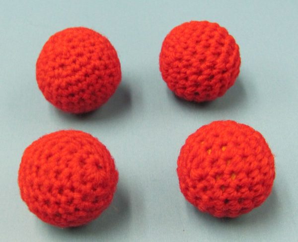 Set of 4 Red Handknit Balls 1 Inch (Canada)