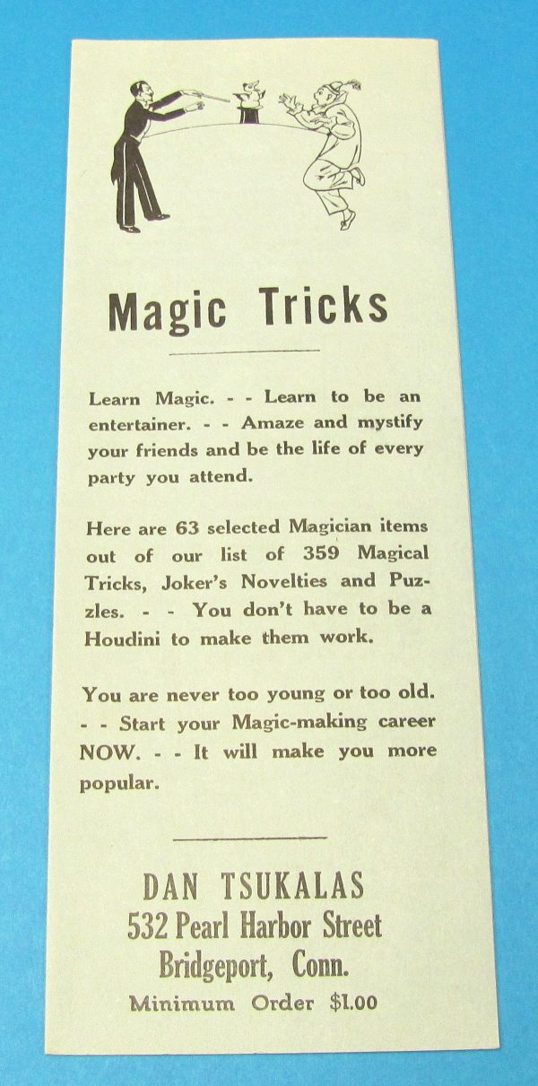 Vintage Dealer’s Magic Tricks Ad Flyer (Dan Tsukalas)