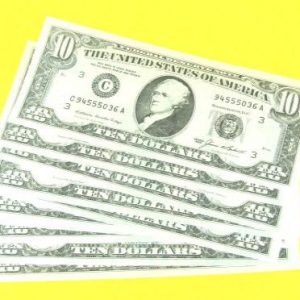Jumbo Paper 10 Dollar Bills (10 Set)