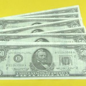 Jumbo Paper 50 Dollar Bills - Type 2 (10 Set)