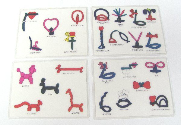 Laminated Pictures of Balloon Animals And Other Balloon Shapes (Set of 4  Double Sided Cards) | Winkler's Magic Warehouse