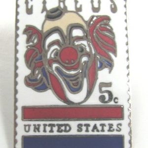 Metal Pin Back 5 Cent Circus Clown Stamp