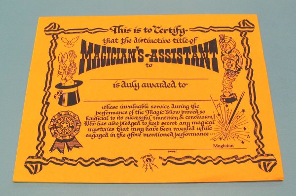 Magician's Assistasnt Certificate