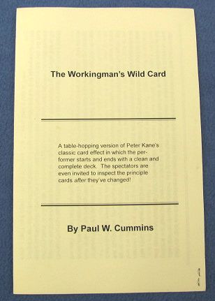 The Workingman's Wild Card Instructions Only