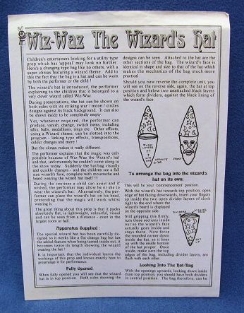Wiz-Wax The Wizards Hat Instructions