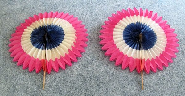 Vintage Patriotic Paper Fans (Pair)
