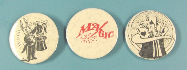 Lot of Three Different Magic Pin Back Buttons Lot 2