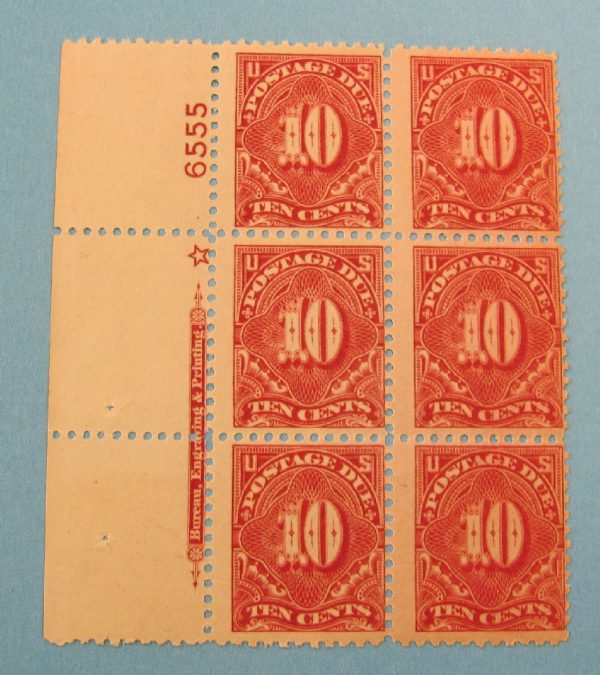 United States Postage Due Stamp - Scott J65 - Plate Block of 6 With Star - MNH