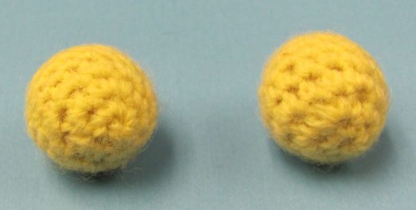 Pair of Yellow Handknit Balls .75 Inch (Canada)