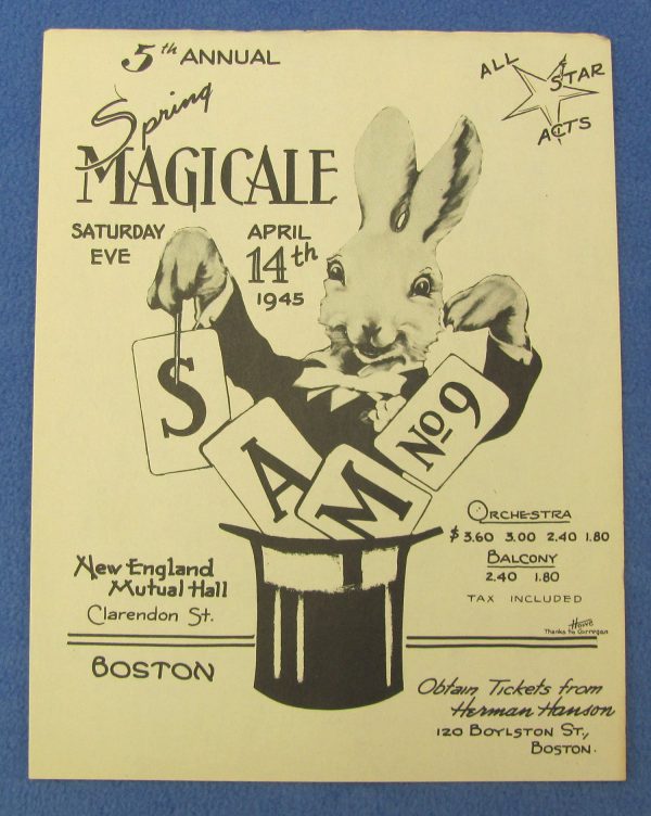 SAM 9 Ad Flyer For 5th Annual Spring Magicale in Boston 1945