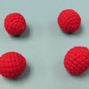 Set of 4 Red Handknit Balls .75 Inch (India)