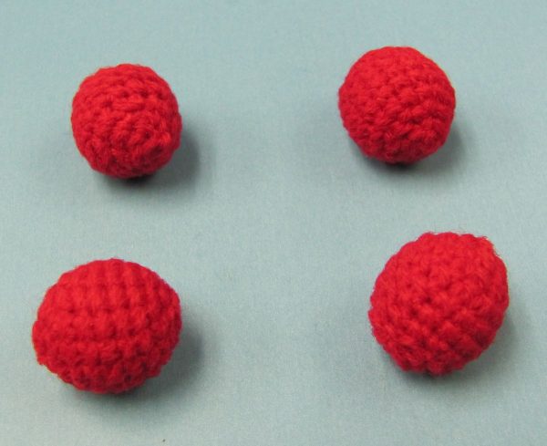 Set of 4 Red Handknit Balls .75 Inch (India)