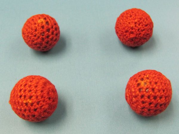 Set of 4 Red Handknit Balls .75 Inch (Unknown Maker)