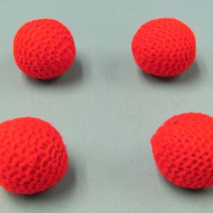 Set of 4 Red Handknit Balls 1 Inch (India)