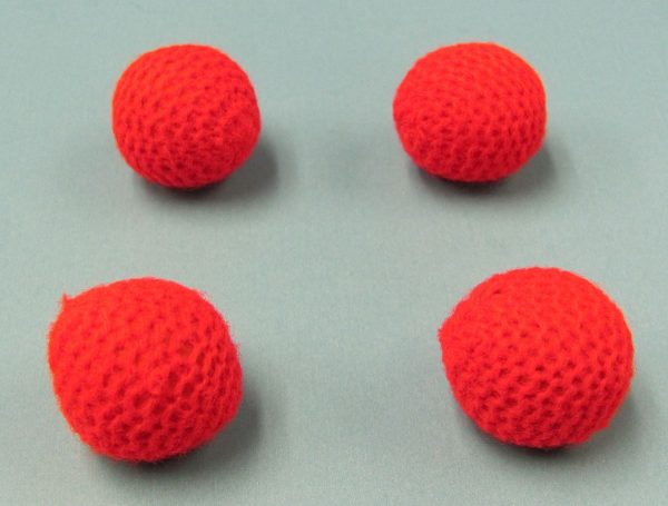 Set of 4 Red Handknit Balls 1 Inch (India)