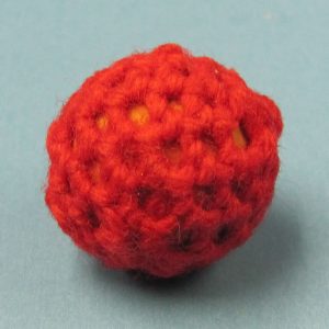 Single .75 Inch Red Handknit Ball With Magnet