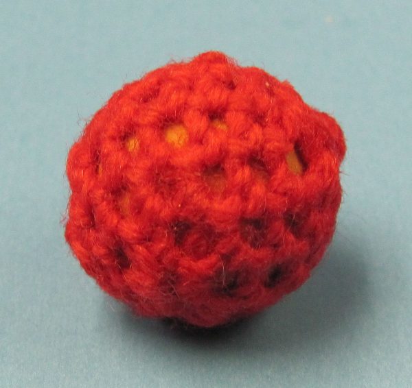Single .75 Inch Red Handknit Ball With Magnet