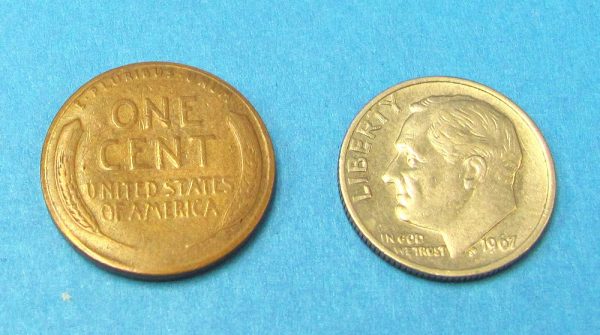 Dime and Penny (Vintage Wheat Cent)