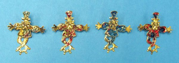 Pin Back Clown Figure With Arms Outstretched (Lot of 4)