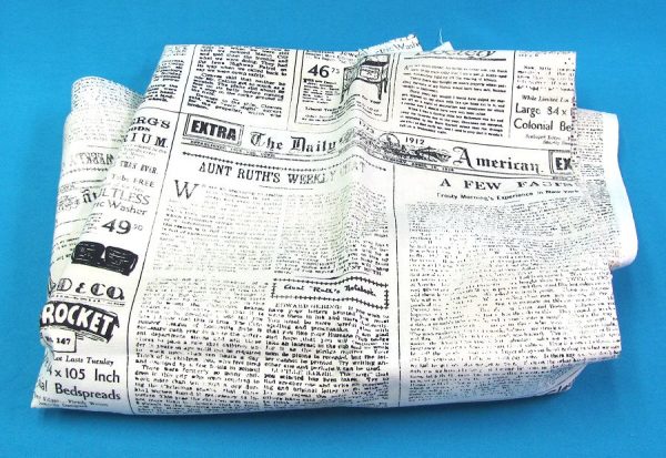 Newspaper Print Fabric 36 x 43 inches