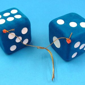 Pair of Flocked Hanging Dice (Blue)