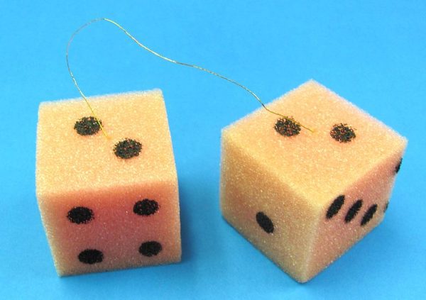 Pair of Hanging Foam Dice (Pink)