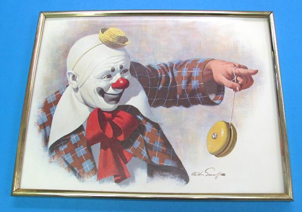 Framed Picture Of Clown With Yo Yo