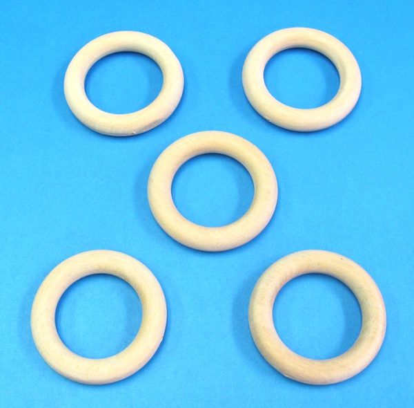 Lot of 5 Wooden Rings - Two and Three Quarter Inches in Diameter