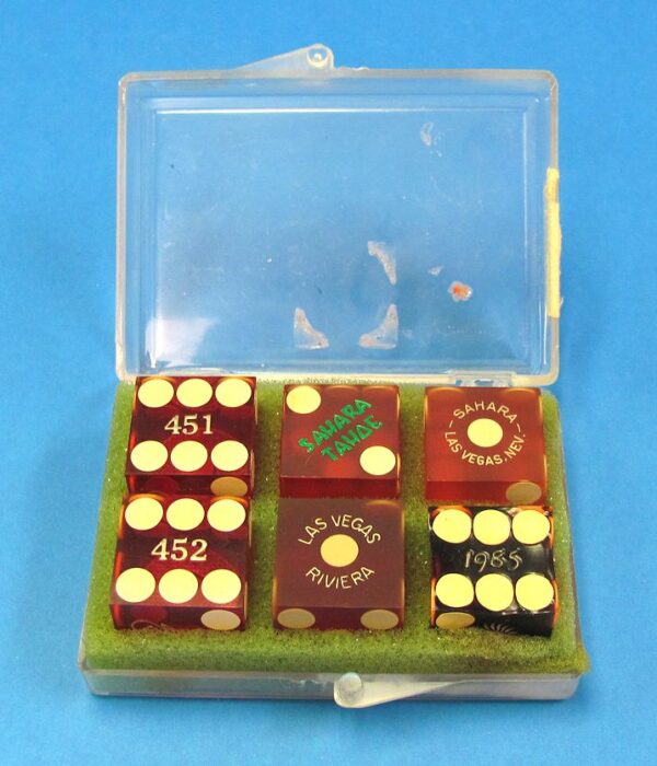 Six Las Vegas Dice in Plastic Case