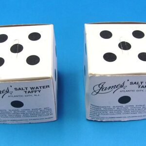 A Pair of James' Salt Water Taffy Cardboard Die Boxes