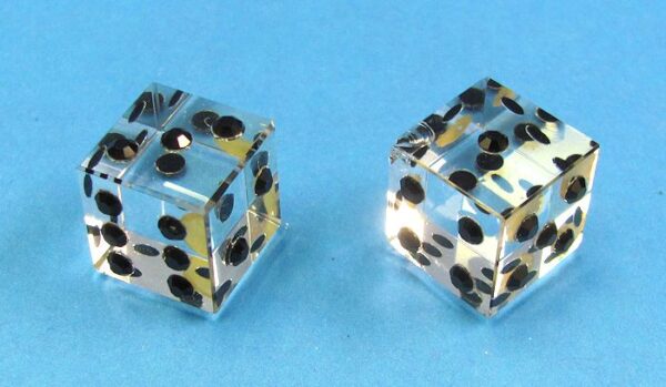 Clear Plastic Dice With Raised Black Spots