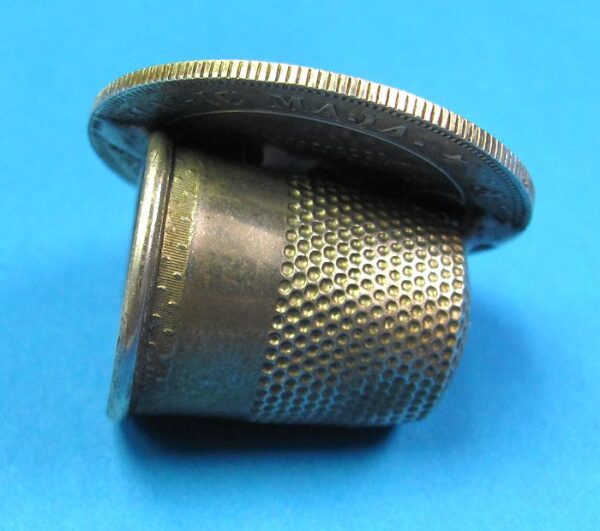 Vintage Palming Coin With Thimble Soldered To Its Back (Unknown Use)-2