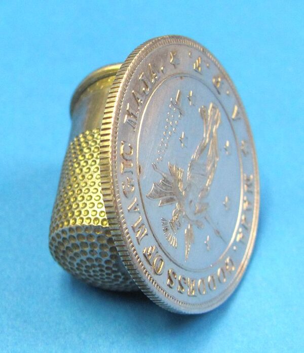 Vintage Palming Coin With Thimble Soldered To Its Back (Unknown Use)-4