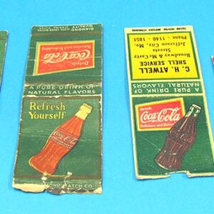 vintage coca cola & pepsi matchbook covers (striped)