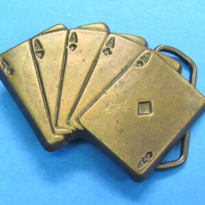 fan of cards brass belt buckle #2