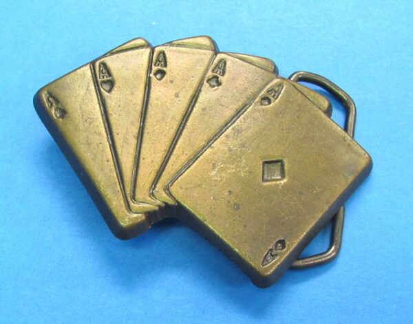 fan of cards brass belt buckle #2