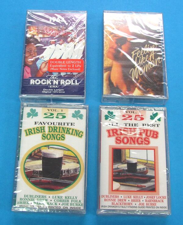 lot of 4 misc. unused and sealed music cassettes