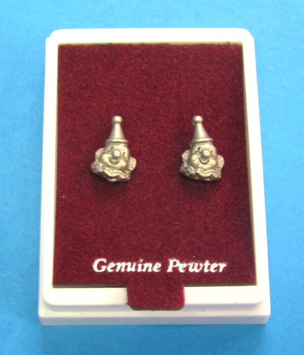 clown pewter earrings for pierced ears