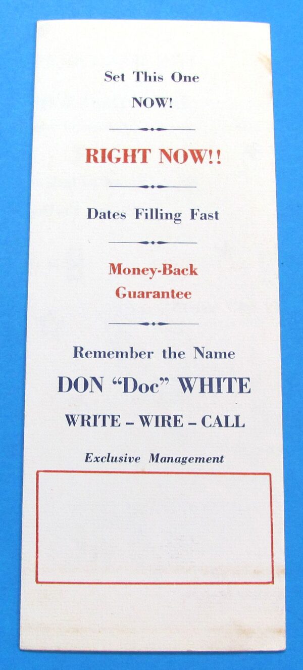 don (doc) white the magical pitchman brochure 1953 (signed)