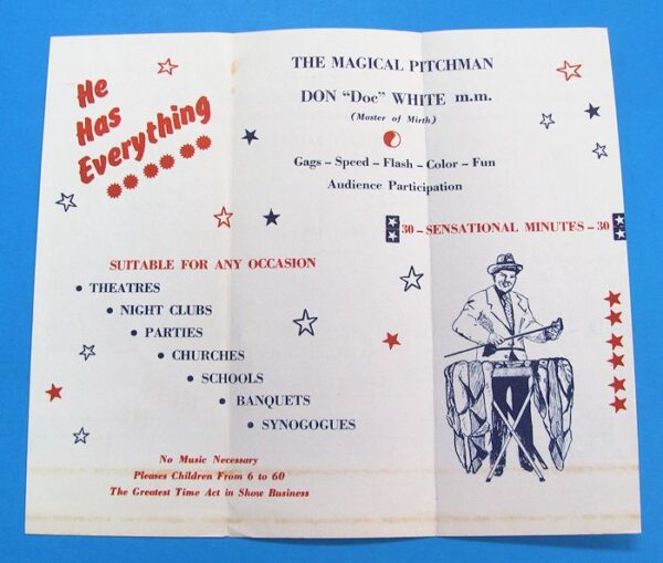 don (doc) white the magical pitchman brochure 1953 (signed)