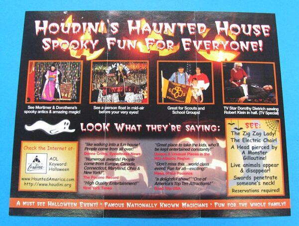 houdini and october spook tacular magic shows ads
