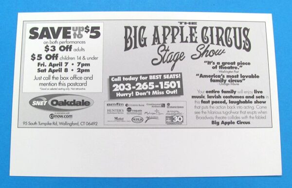 the big apple circus stage show ad card