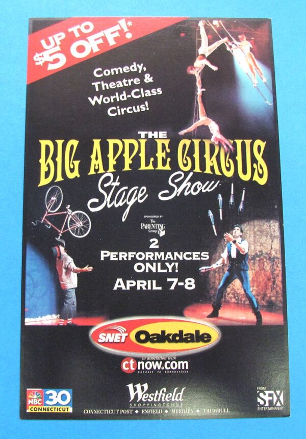 the big apple circus stage show ad card