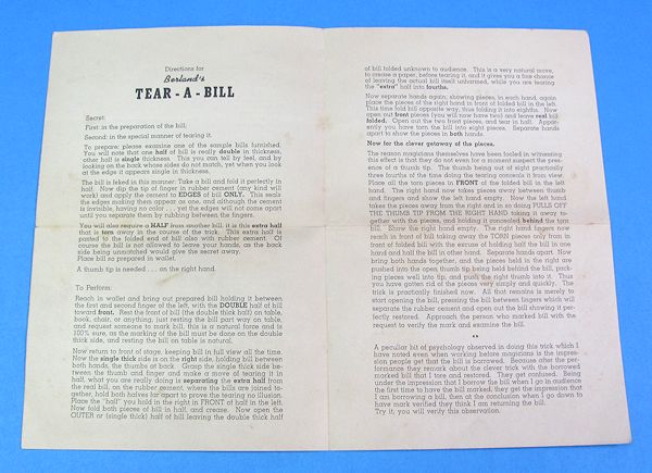 vintage berland's tear a bill