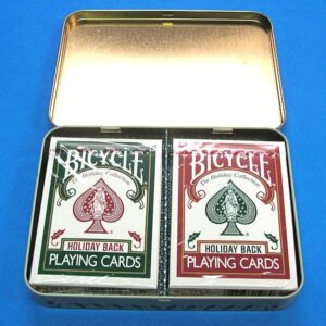 bicycle holiday playing cards in collectible tin