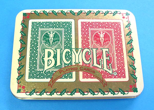 bicycle holiday playing cards in collectible tin
