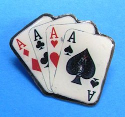 magician's lapel pin four aces